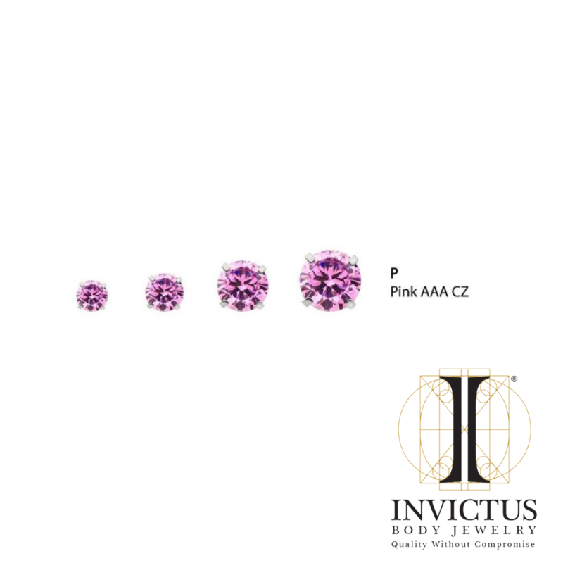 16g Low Profile Internally Threaded End with Prong Set Round CZ Ends