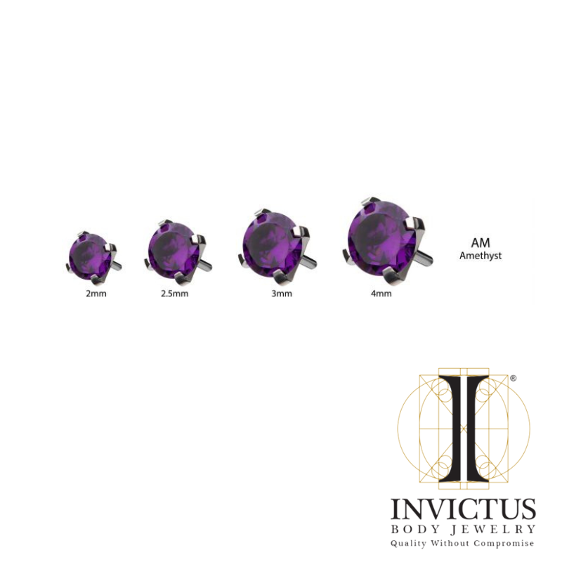 Titanium Threadless 4-Prong Set CZ Front Facing Ends