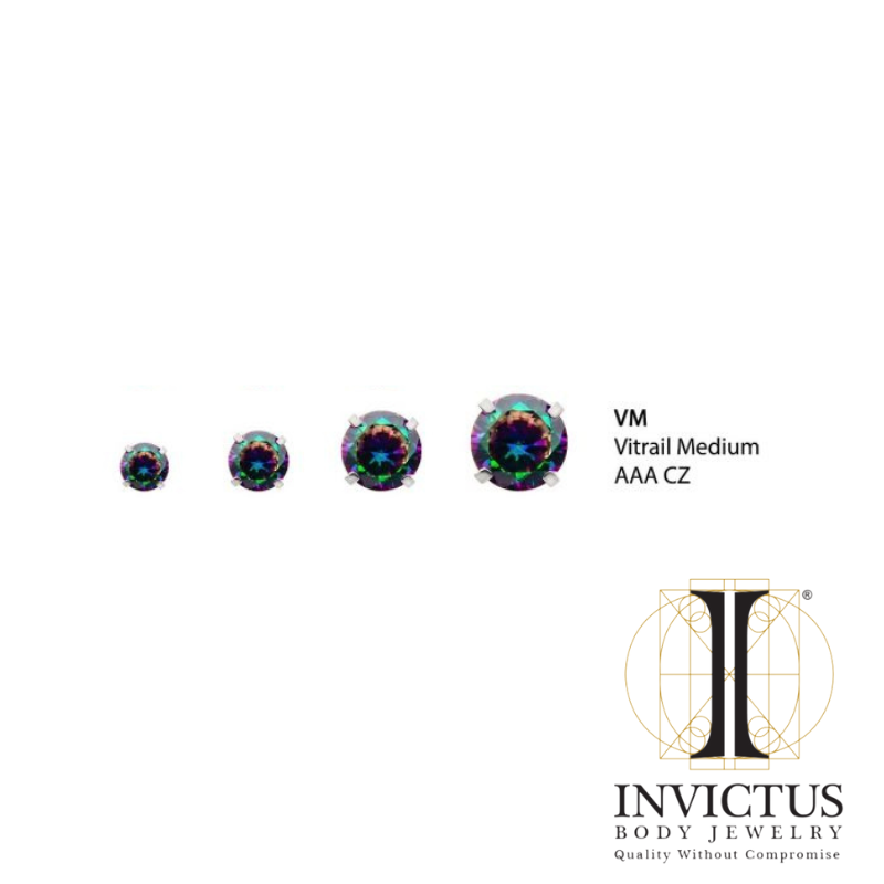 16g Low Profile Internally Threaded End with Prong Set Round CZ Ends