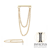 14Kt Yellow Gold Threadless with Bar Top with 2 Dangling Chains
