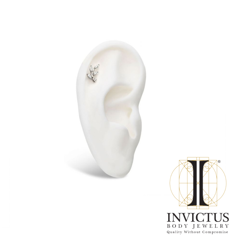 Titanium Prong Set Marquise CZ Leaf Top