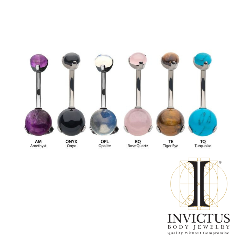 Internally Threaded Titanium Prong Set Double Stone Navel Curves - REBELLIC