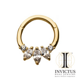 14Kt Yellow Gold Prong Set Clear CZ Hinged Segment Clicker