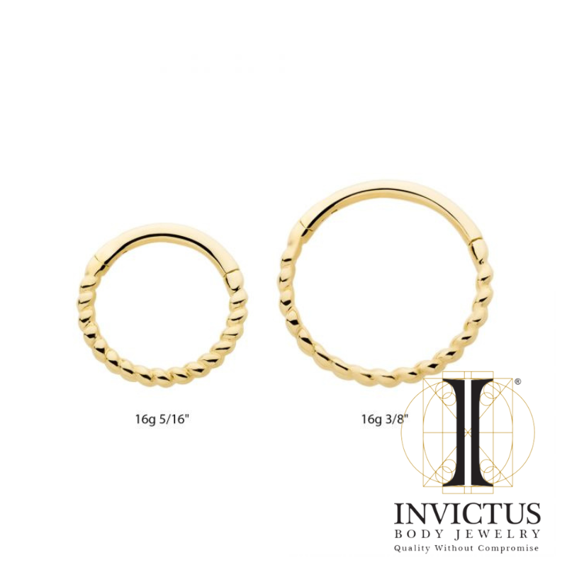 16G - 14 Kt Yellow Gold Twisted Rope Hinged Segment Clicker