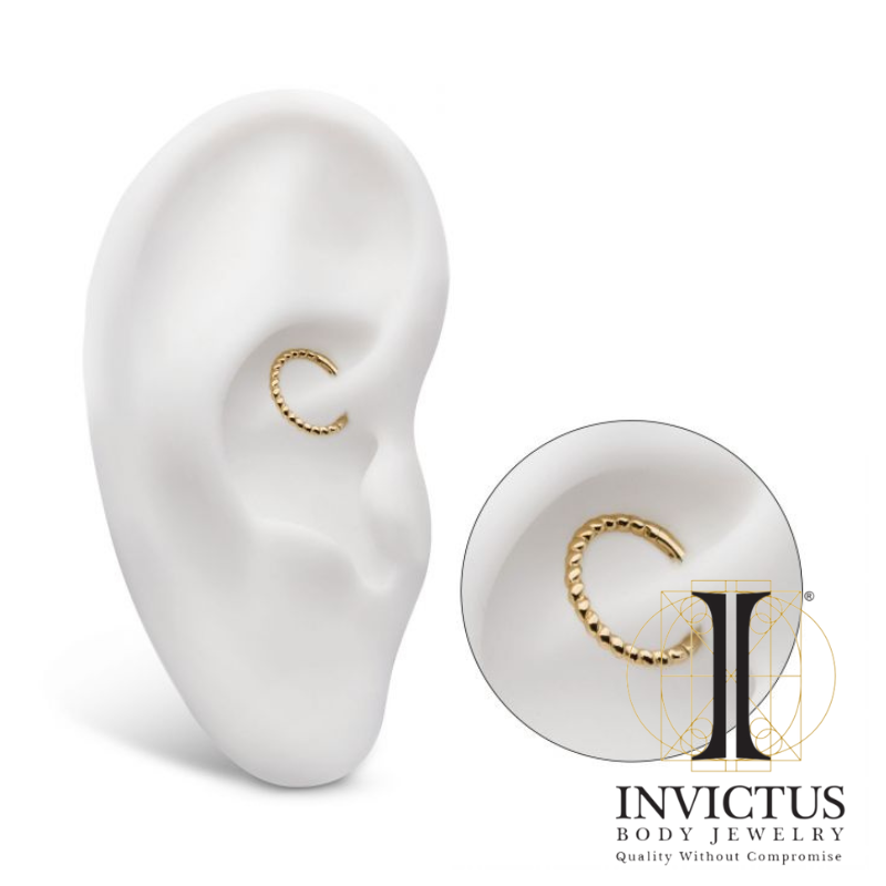 16G - 14 Kt Yellow Gold Twisted Rope Hinged Segment Clicker