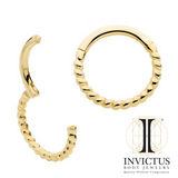 16G - 14 Kt Yellow Gold Twisted Rope Hinged Segment Clicker