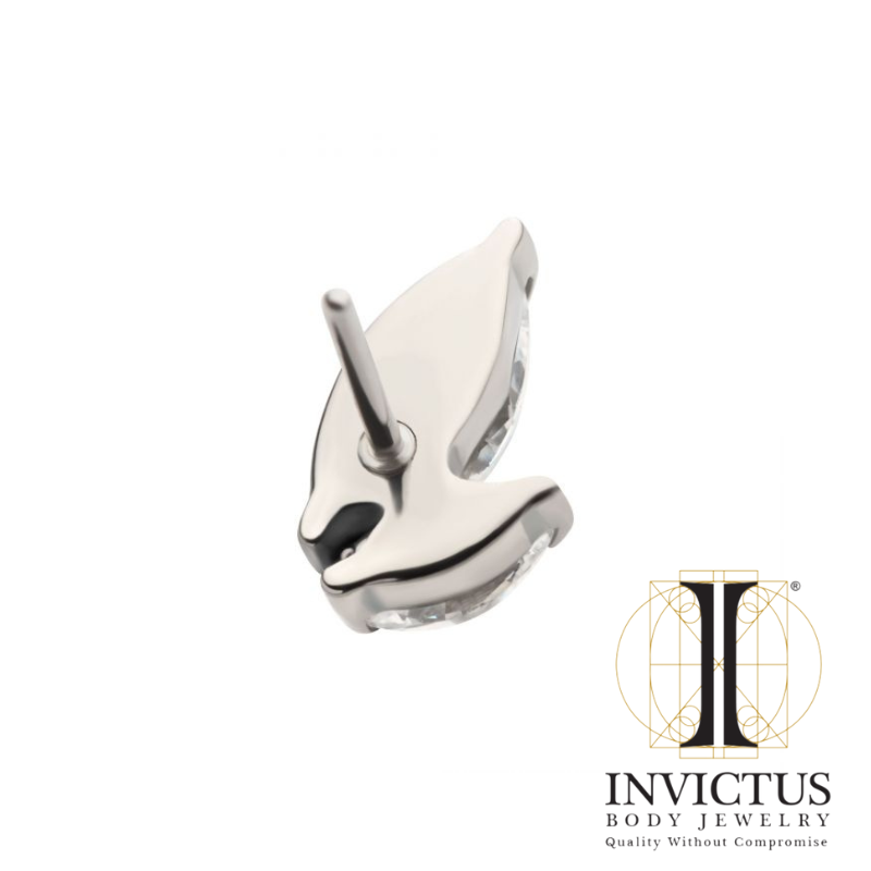 Titanium Threadless Prong Set Marquise CZ 2-Cluster Top