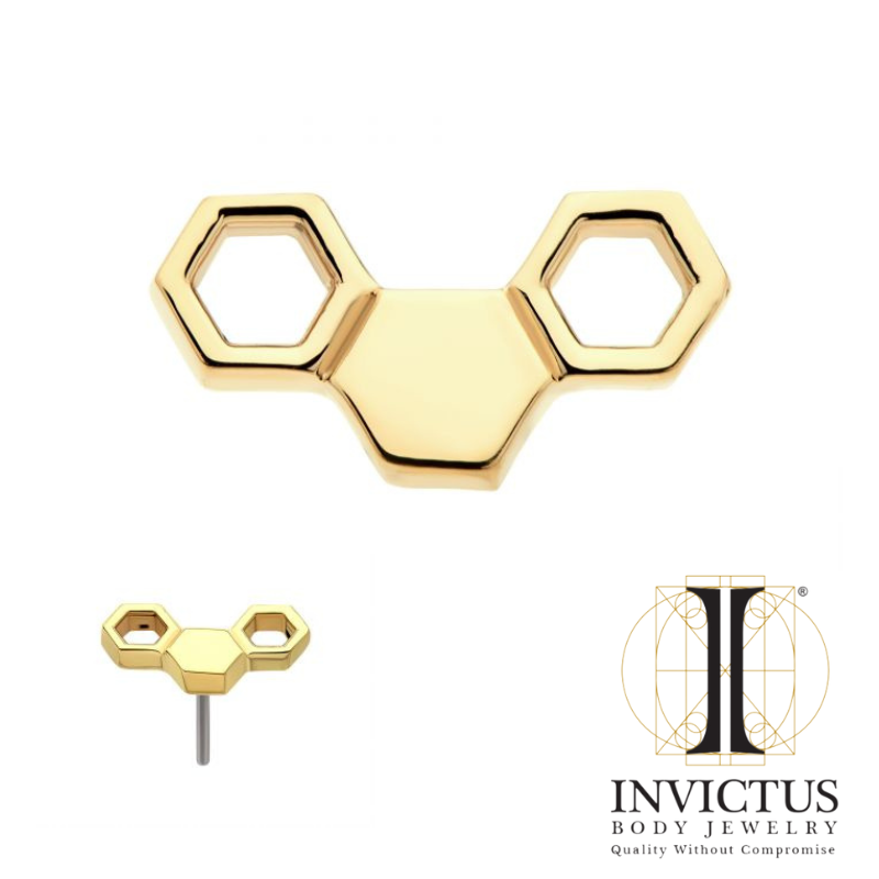 14Kt Yellow Gold Threadless Honeycomb Top