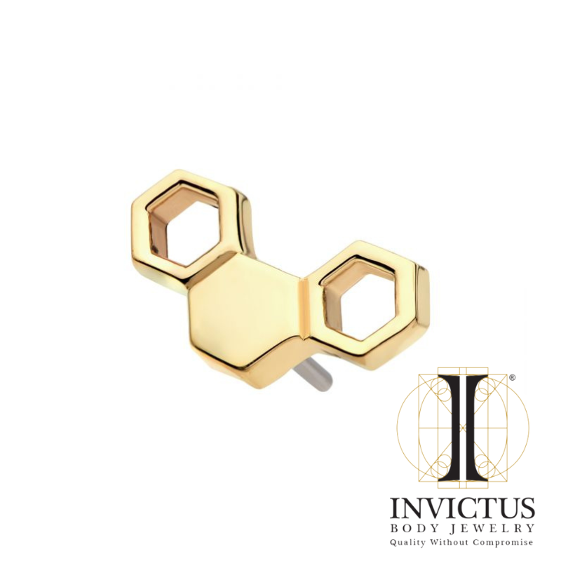 14Kt Yellow Gold Threadless Honeycomb Top