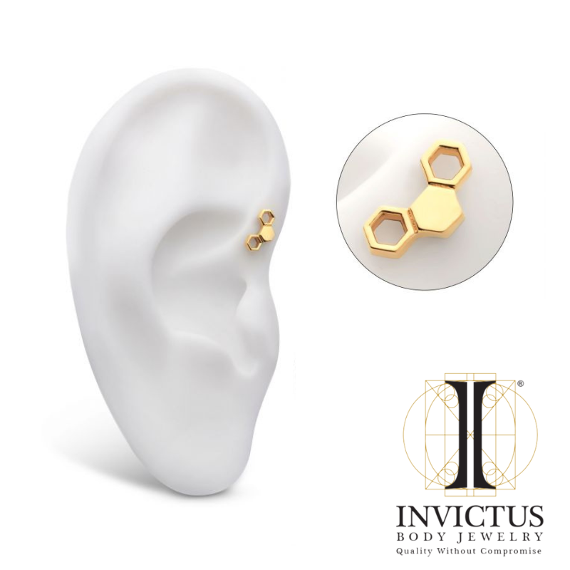 14Kt Yellow Gold Threadless Honeycomb Top