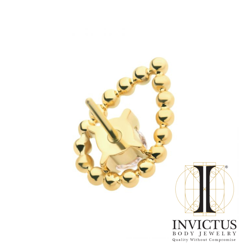 24Kt guld PVD Titanium hule pæreformede perler med prong CZ Top