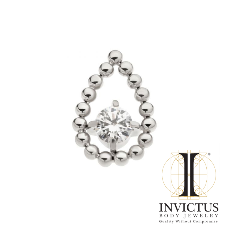 Titanium Hollow Pear Shape Beads Prong Set CZ End