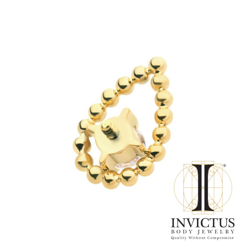 24Kt guld PVD Titanium hule pæreformede perler med prong CZ Top