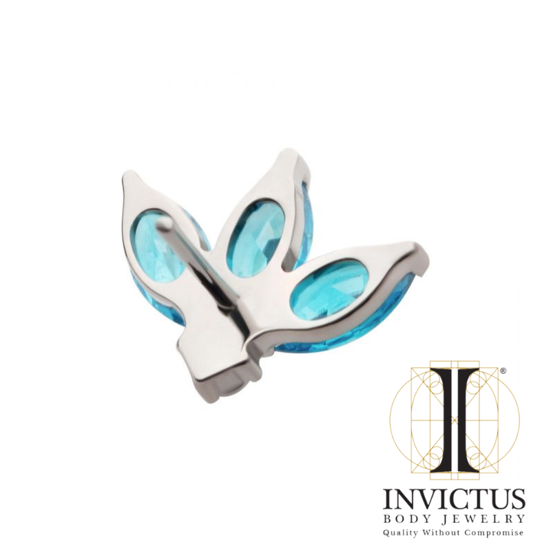 Titanium Threadless 3-Cluster Marquise & Round CZ Fan Shape Top