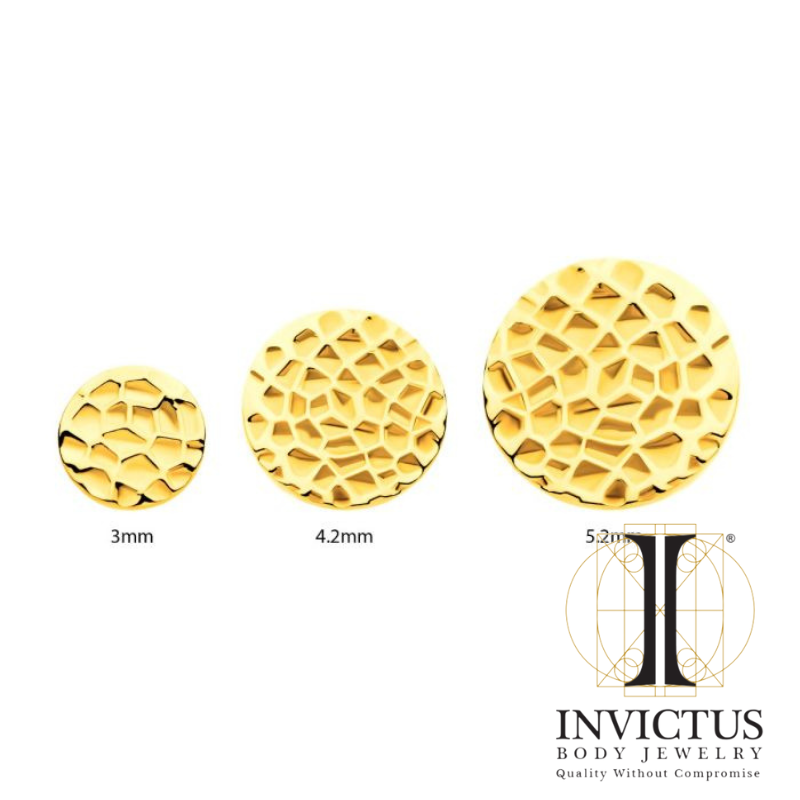 24kt Gold PVD Titanium Hammered Disk Ends