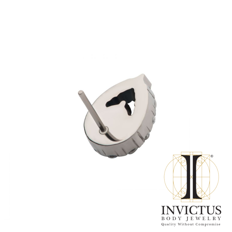 Titanium Threadless Round CZ Center Hollow Teardrop Shape Top