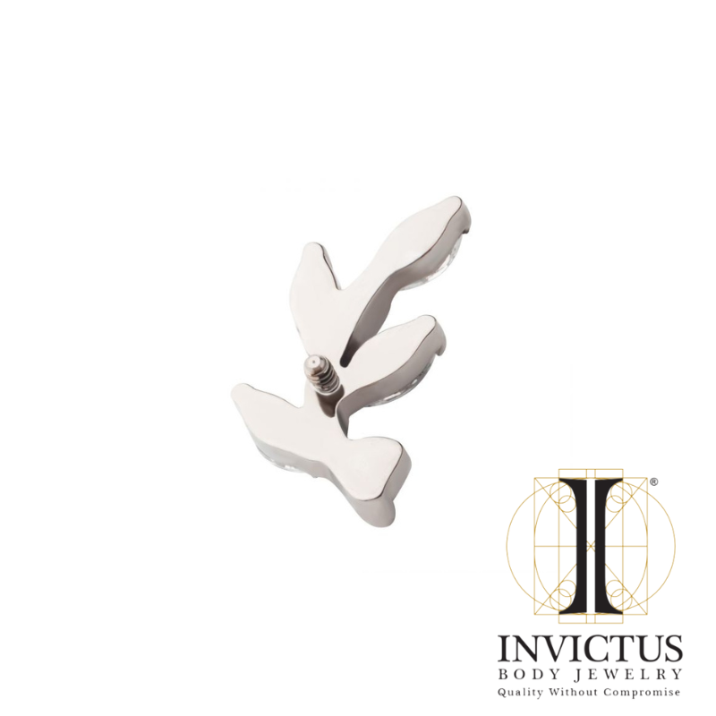 Titanium Prong Set Marquise CZ Leaf Top