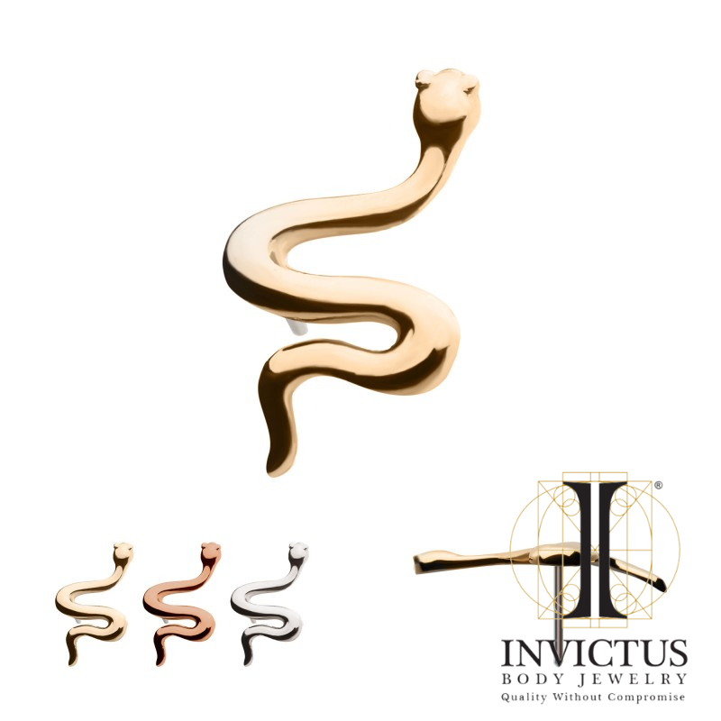 14Kt Gold Threadless Snake Ends