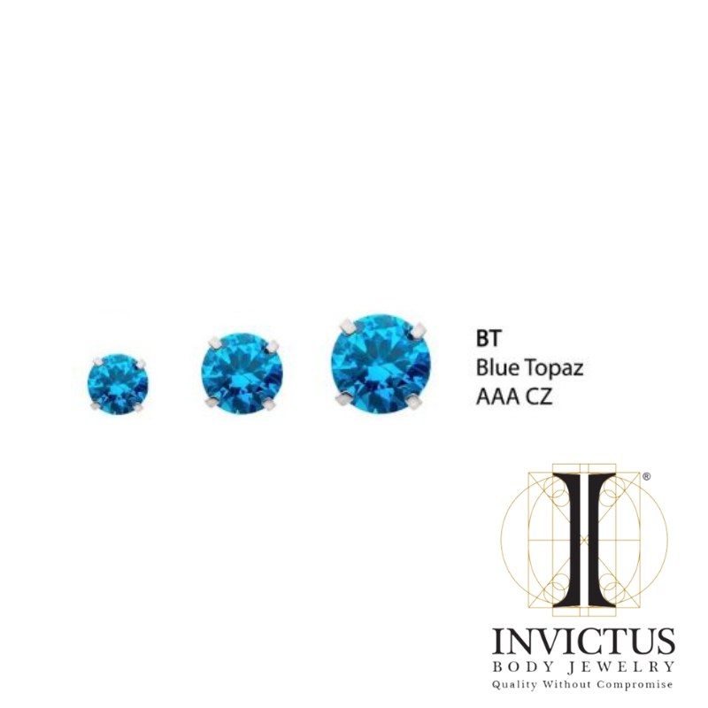 14g Low Profile Internally Threaded End with Prong Set Round CZ Top