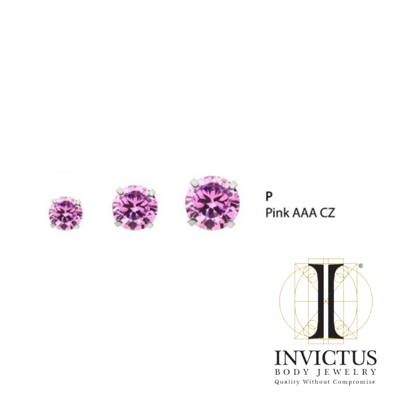 14g Low Profile Internally Threaded End with Prong Set Round CZ Top