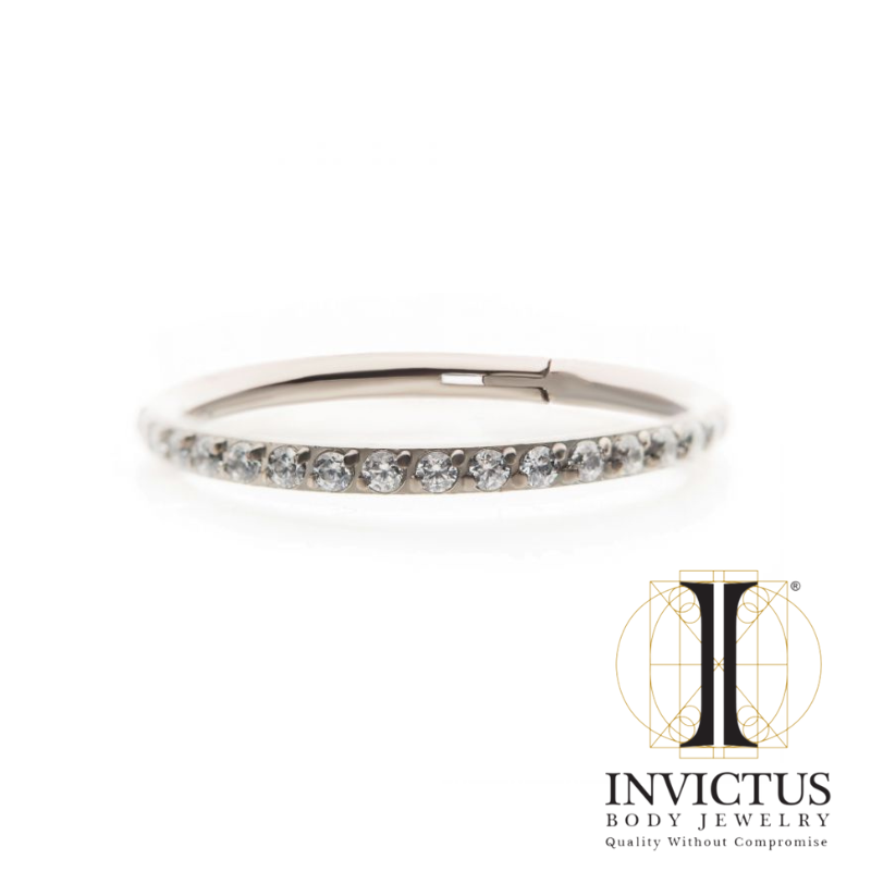 16g - Titanium Clear CZ Eternity Gem Side Facing Clicker