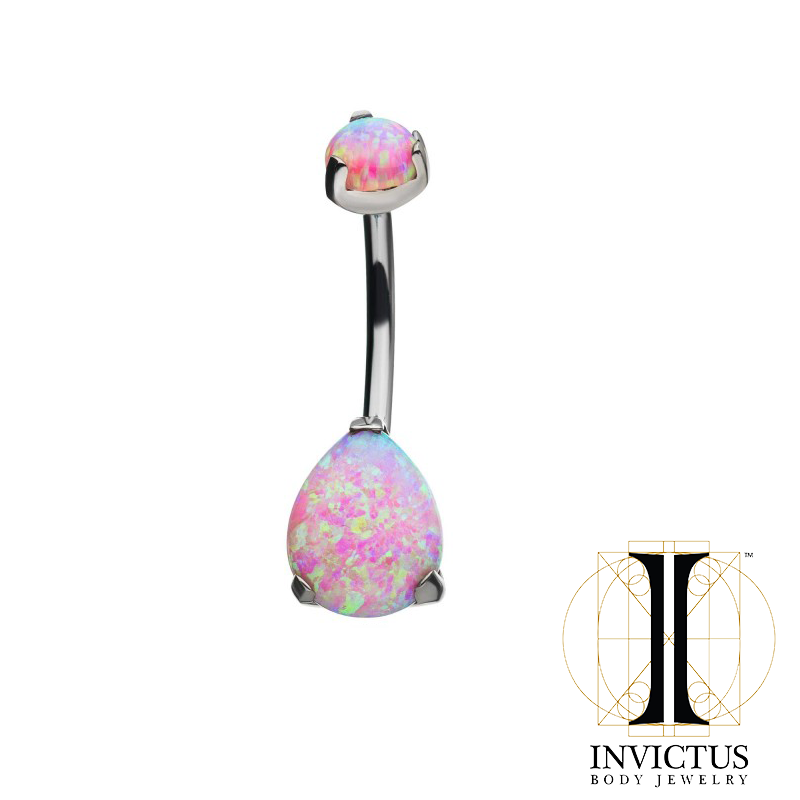 Titanium Double Opal 3-Prong Teardrop Navel Curve - REBELLIC