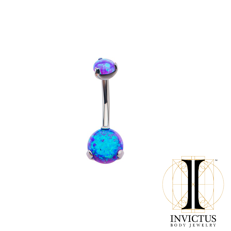 Titanium Prong Set Double Synthetic Opal Navel Curves - REBELLIC