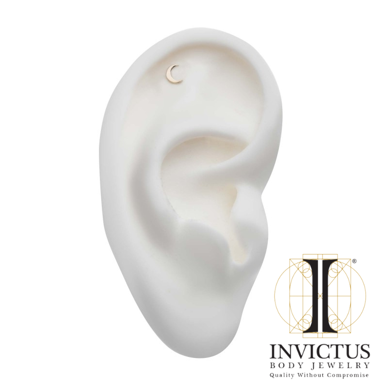 14Kt Gold Threadless Crescent Moon Ends