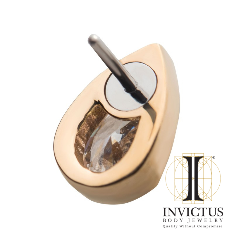 14Kt Gold Threadless Teardrop Ends