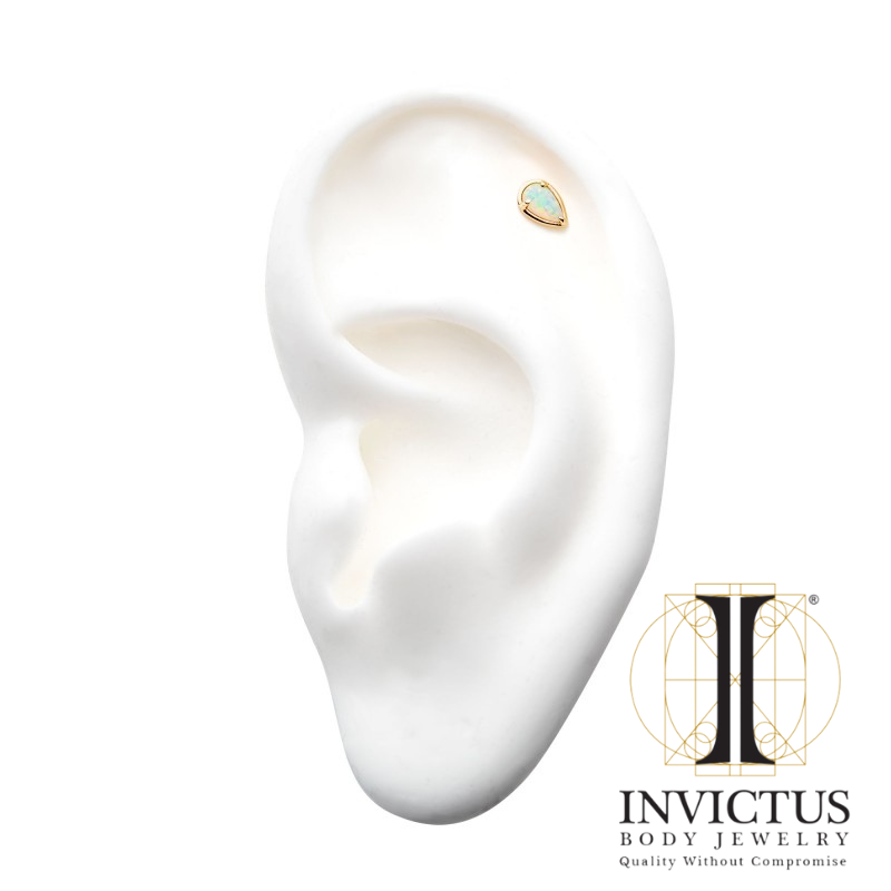 14Kt Gold Threadless Teardrop Ends