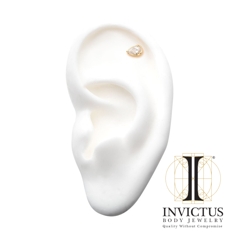 14Kt Gold Threadless Teardrop Ends