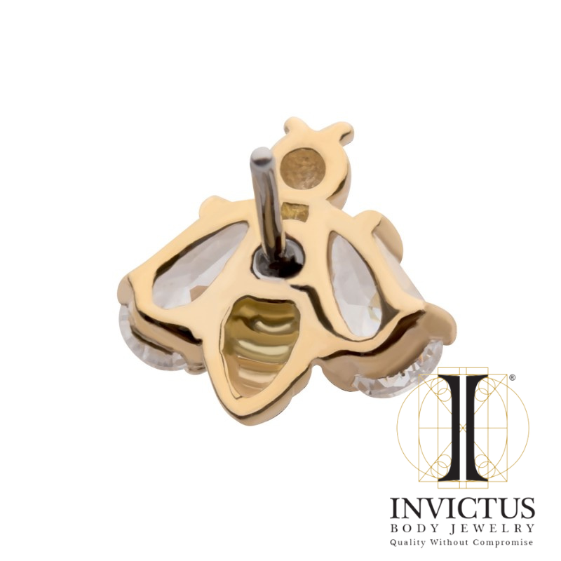 14Kt Yellow Gold Threadless Bee Top