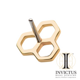 14kt Yellow Gold Threadless Honeycomb With Cutout Top