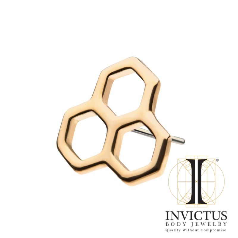 14kt Yellow Gold Threadless Honeycomb With Cutout Top