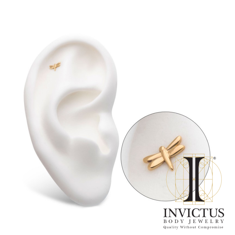 14Kt Yellow Gold Threadless Dragonfly ends