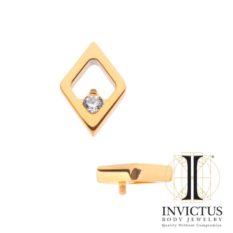 24Kt Gold PVD Titanium Diamond Shape Ends