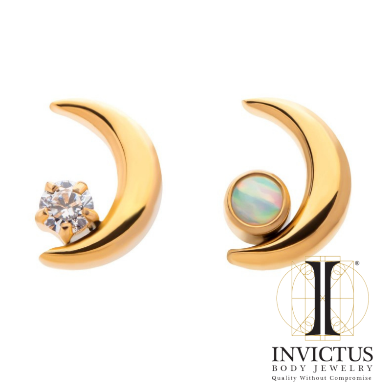 24Kt Gold PVD Titanium Crescent Moon