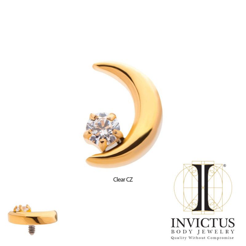 24Kt Gold PVD Titanium Crescent Moon