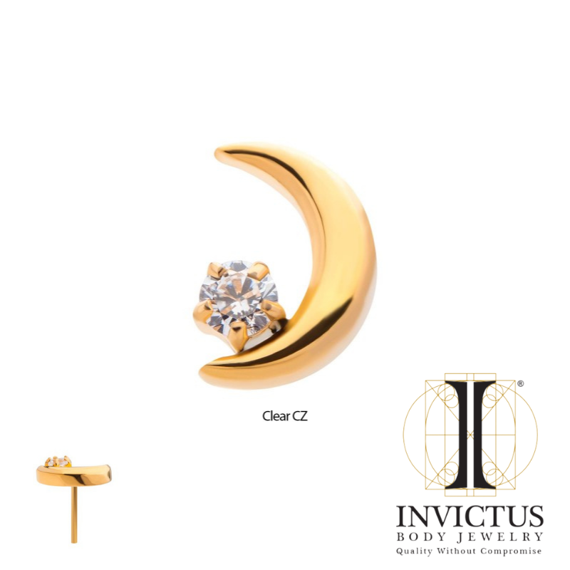 24Kt Gold PVD Titanium Crescent Moon