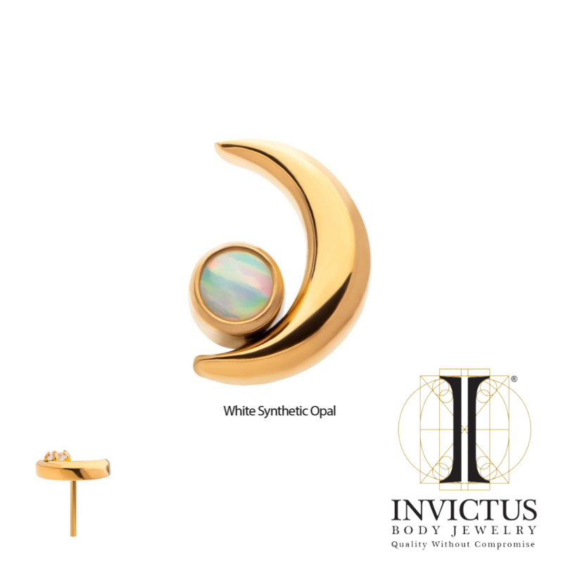 24Kt Gold PVD Titanium Crescent Moon