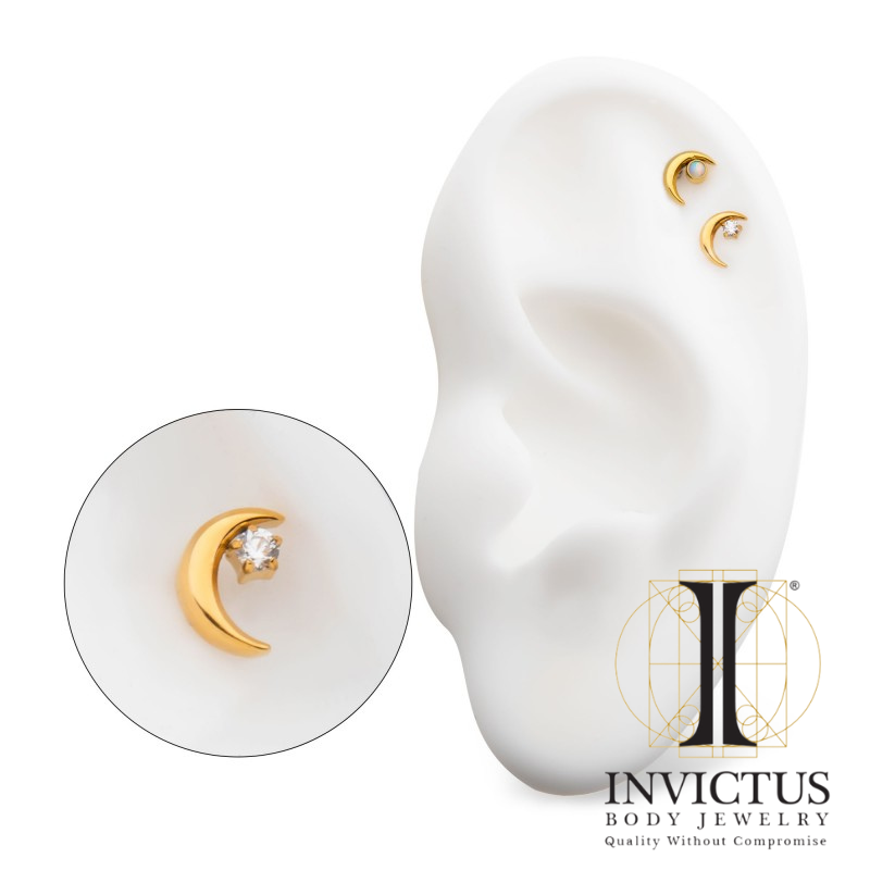 24Kt Gold PVD Titanium Crescent Moon
