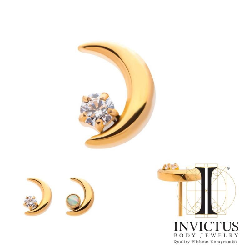 24Kt Gold PVD Titanium Crescent Moon