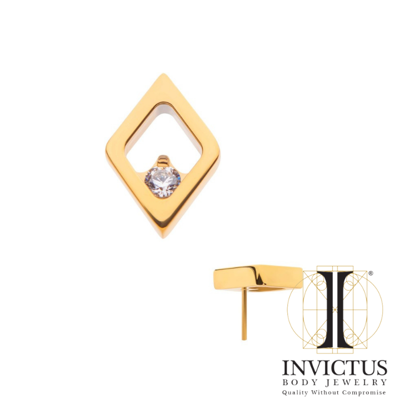 24Kt Gold PVD Titanium Diamond Shape Ends