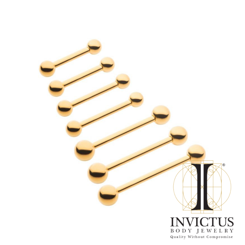 14g - 24KT Gold PVD Titanium Internally Threaded Barbell