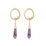 Amethyst Gold Plated Ovate Spiral Earrings - REBELLIC