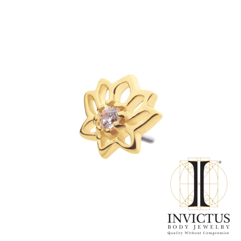 14kt Threadless Lotus Flower with CZ/ Opal