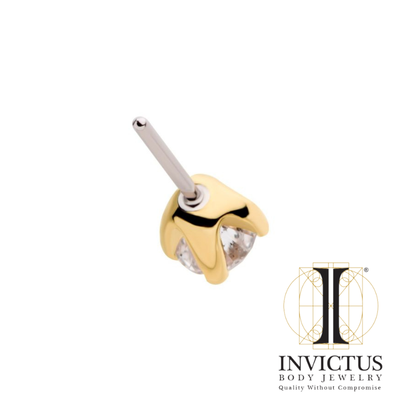 14kt Gold Threadless Prong Genuine Round Diamond ends