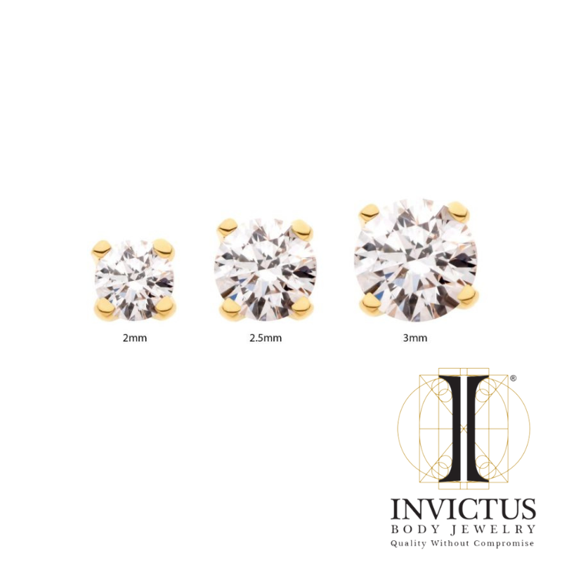 14kt Gold Threadless Prong Genuine Round Diamond ends