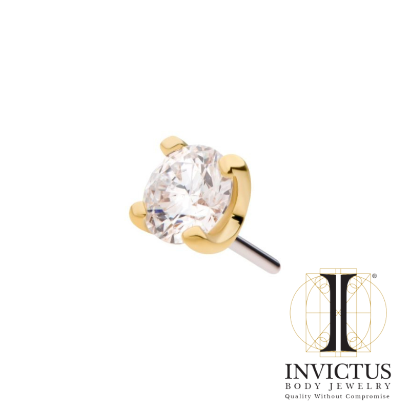 14kt Gold Threadless Prong Genuine Round Diamond ends