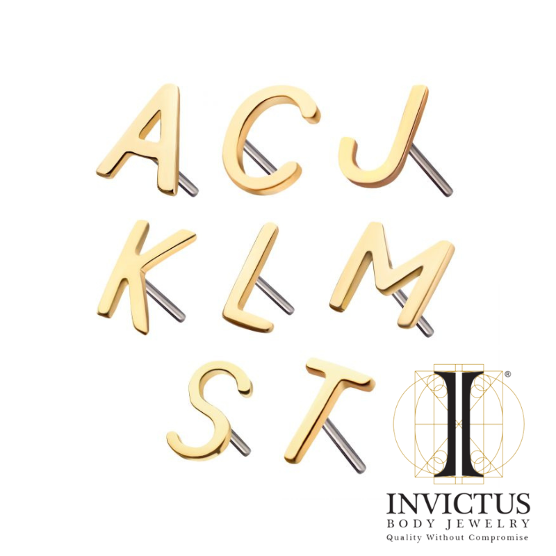 14Kt Gold Threadless Letter Initial Ends